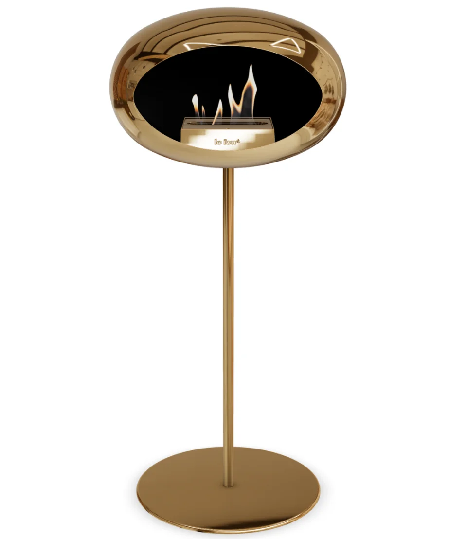 Bold fireplace in rose gold